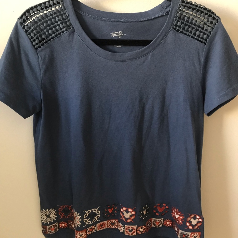 Disney Boutique Blue Hidden Mickey Blouse